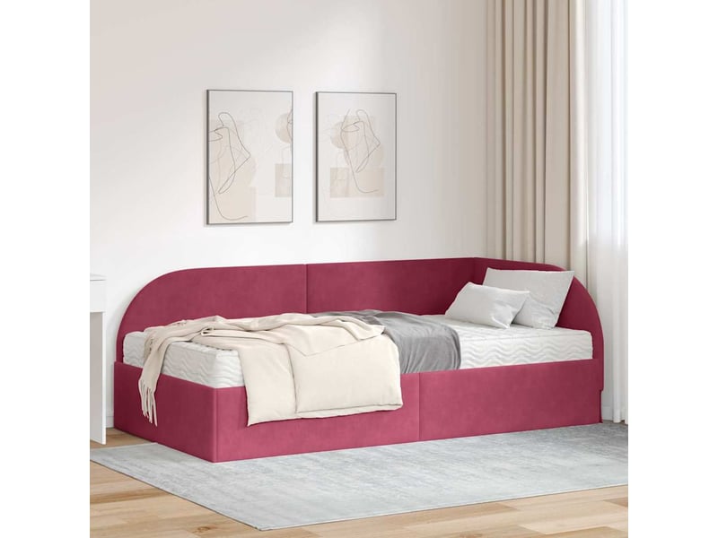  Lit adulte, lit simple, cadre de lit d'angle avec matelas 2 pc vert velours cf6531  - Conforama B