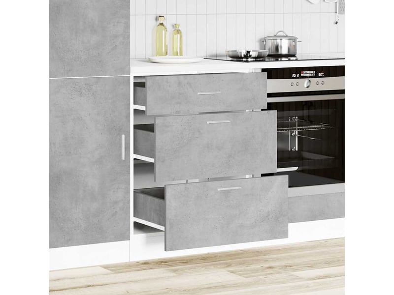 Meuble bas cuisine ; armoire de plancher ; armoire de cuisine gris béton bois d'ingénierie  - Conforama C