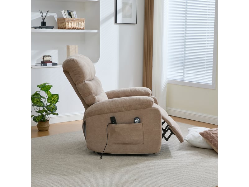  Fauteuil releveur électrique taupe, fauteuil relax massant chauffant en chenille avec repose-pieds réglable pour salon  - Conforama D