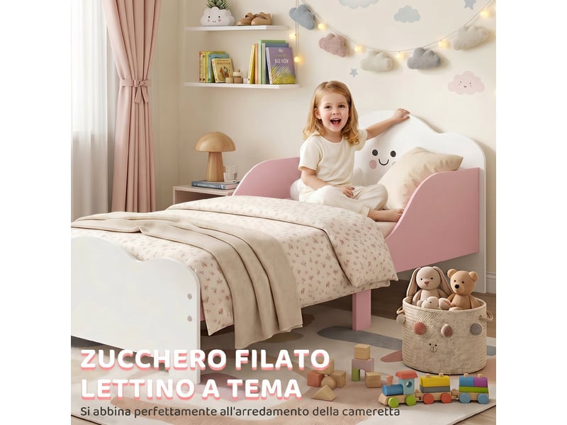  Lit montessori en bois pour enfants de 3 à 6 ans, 143 x 77 cm, rose  - Conforama E