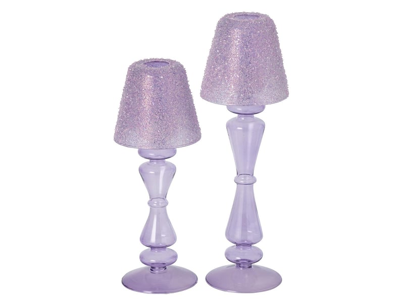  Photophore lampe en verre silje 26cm lilas  - Conforama C
