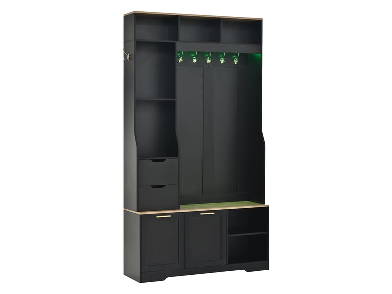  Portemanteau avec banc et rangement 100 x 186 cm en mdf noir  - Conforama R