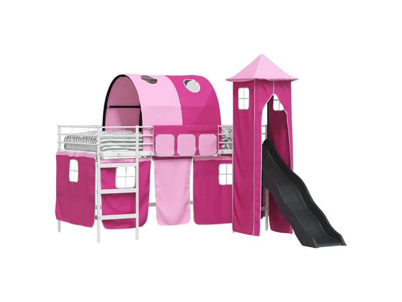  Cadre de lit superposé pour enfants - lit jeune blanc et rose 90 x 200 cm  - Conforama A