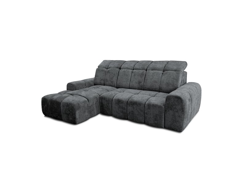 Canapé d'angle gauche relax krabi avec coffre tissu kiara gris foncé KRABI-M-KIA867-L - Conforama A
