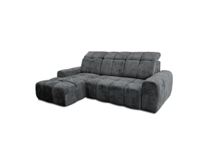 Canapé d'angle gauche relax électrique TRADA KRABI-M-KIA867-L 3 places Tissu gris avec coffre de rangement