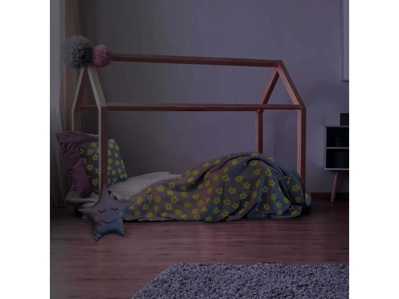 Plaid phosphorescent en polyester etoiles 120 x 150 cm blanc  - Conforama B