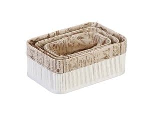 Lot de 3 paniers de rangement vintage esthétique salon salle de bain 30 x 30 x 30 cm en bambou marron 13_0012185