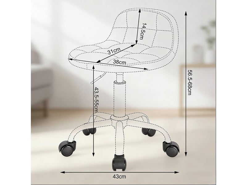  Chaise de bureau pivotante réglable en hauteur 38 x 31 cm – beige crème – velours, mousse et métal  - Conforama C