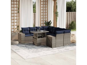 Vidaxl ensemble de canapé de jardin 9 pcs avec coussins gris résine tressée