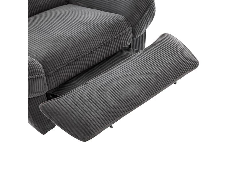 Fauteuil relax électrique massant chauffant pivotant 360° en velours côtelé gris - Conforama R