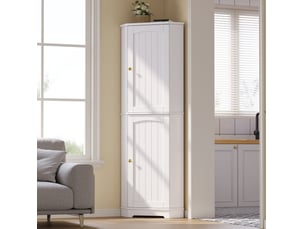 Armoire d'angle 42x42x166 cm avec 2 portes et étagères réglables blanc