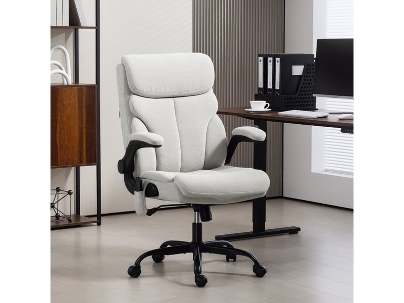  Chaise de bureau olonea massage hauteur réglable accoudoirs abattables gris  - Conforama D