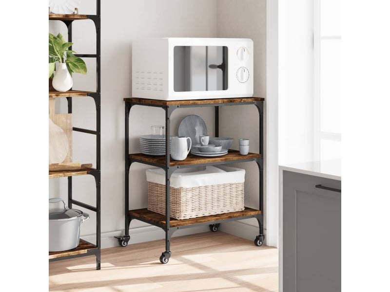  Chariot de cuisine, chariot de rangement chêne fumé 60x41x76 cm bois d'ingénierie  - Conforama D