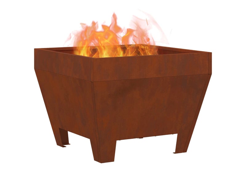 Brasero exterieur, foyer rouillé 50x50x38 cm acier patiné - Conforama C