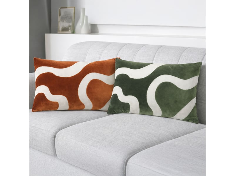  Coussin rectangulaire en velours à motif abstrait 30x50 cm  - Conforama D