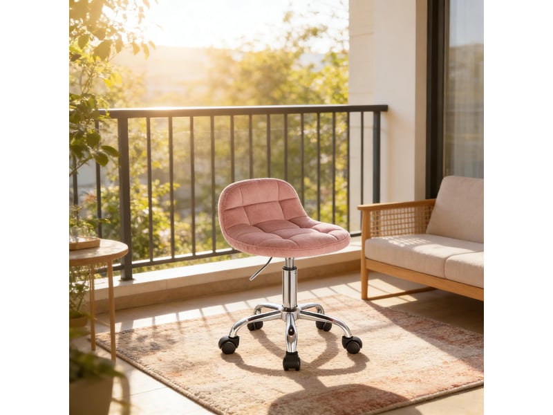  Chaise de bureau pivotante avec hauteur réglable - lpospi - dossier bas ergonomique, velours rose 56,5 × 68 cm  - Conforama C