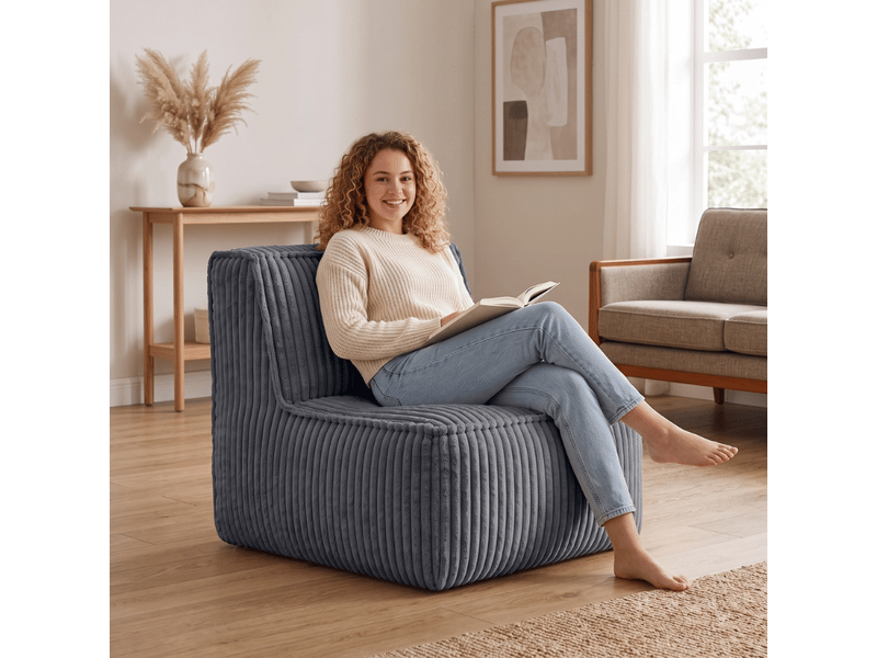 Module central déhoussable pour canapé modulable velours côtelé 90x82 cm gris foncé - Conforama E