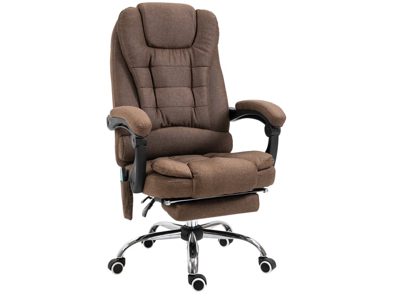  Fauteuil de bureau massant et chauffant, chaise de bureau, 65x70x119cm, marron  - Conforama A
