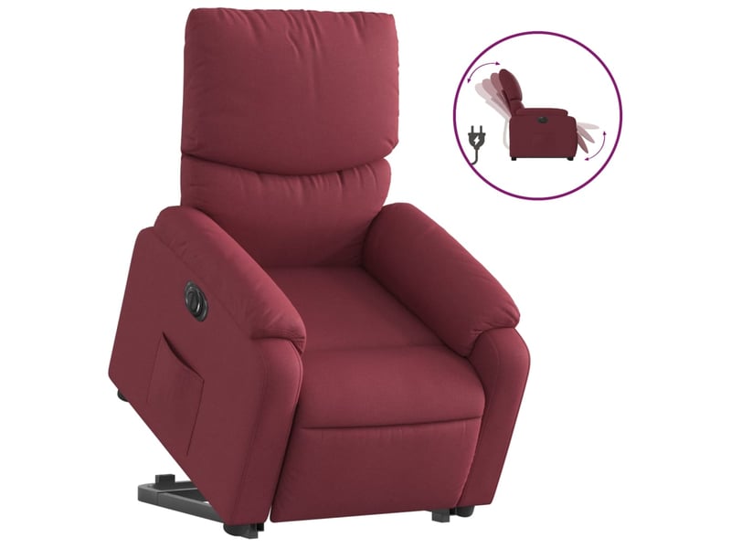  Fauteuil de bureau, fauteuil inclinable électrique rouge bordeaux tissu shl6647  - Conforama A