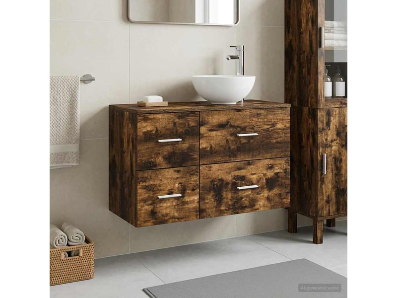 Ensemble de mobilier de salle de bain 2 pcs chêne fumé shl5171 - Conforama B