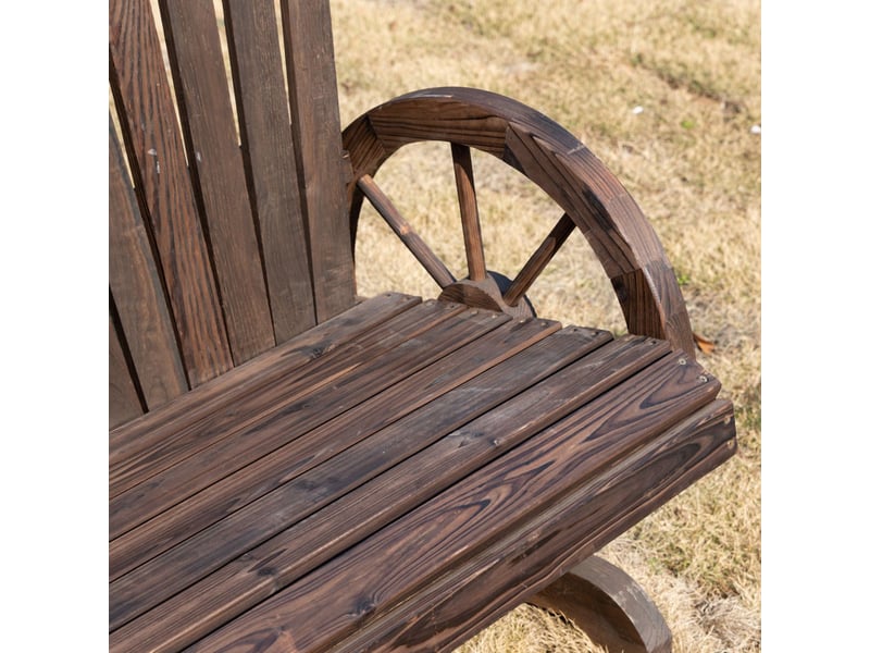  Banc de jardin 110x70x100, banc d'extérieur 2 places avec accoudoirs, bois massif de sapin, brun foncé rustique  - Conforama C