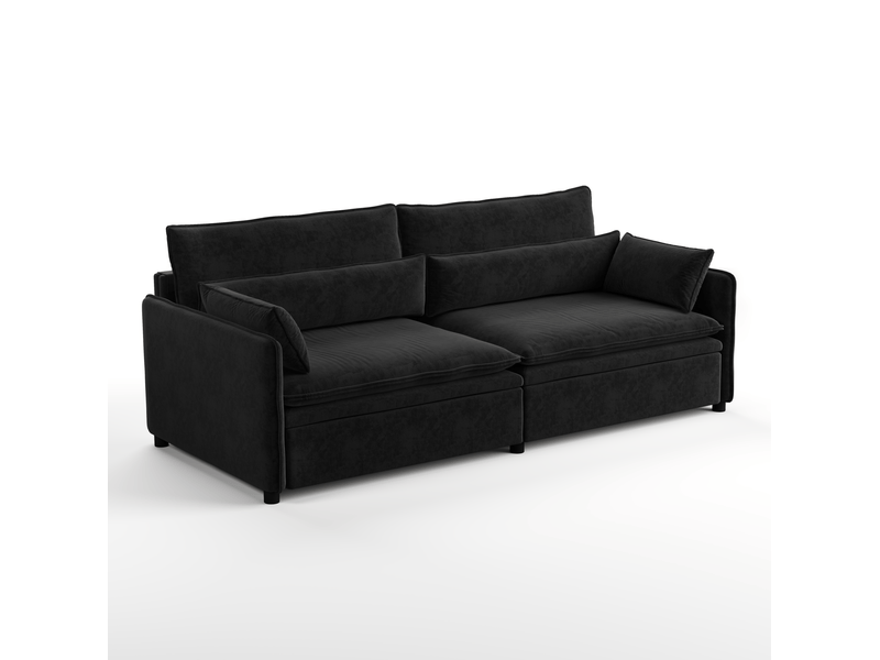  Canapé-lit 3 places 206x91x86 cm 3-en-1 convertible, pour salon, tissu, design moderne, élégant, mousse et bois, noir  - Conforama A
