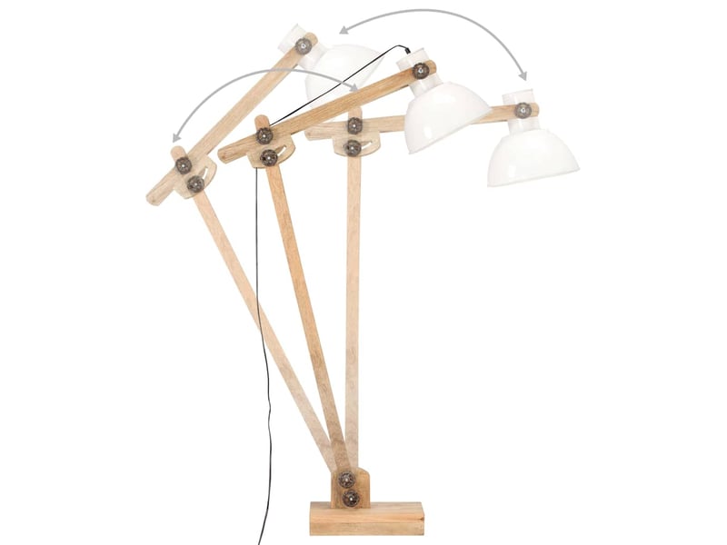  Lampadaire salon, lampe sur pied blanc bois de manguier massif e27  - Conforama E