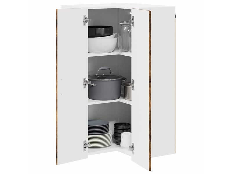  Meuble mural de cuisine, armoire d'angle cuisine lucca chêne fumé 57x57x100cm  - Conforama C