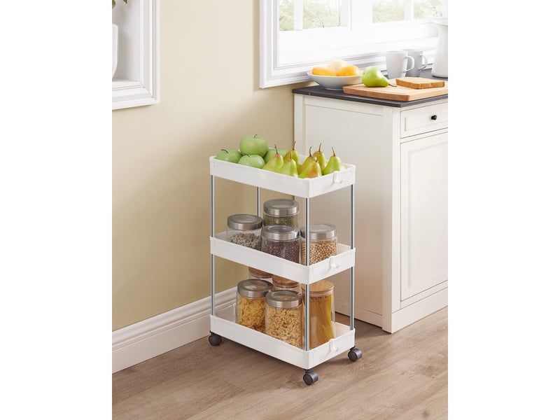  Chariot de rangement 3 niveaux avec roues, blanc  - Conforama C