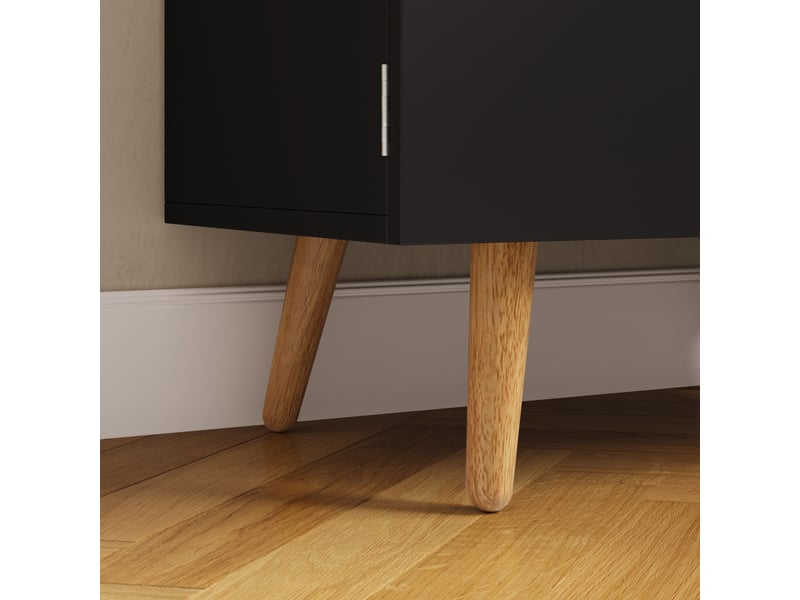 Buffet de cuisine haut 60x35x120 cm noir, 4 portes, rangements de porte et étagères réglables Fay Lum - Conforama E