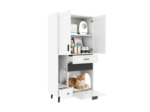 Buffet 3 porte(s)  2 tiroir(s)   - 80 cm coloris blanc 