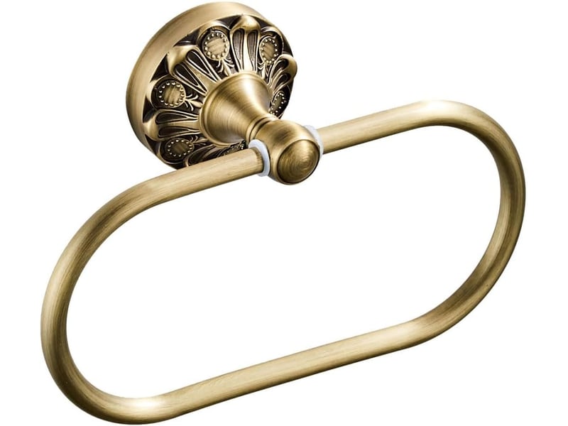 Anneau porte-serviette ovale sakae en laiton vieilli, finition bronze brossé, mural pour salle de bain et toilettes - Conforama E