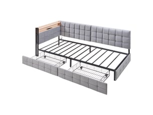 Lit banquette 90x200 cm coloris gris