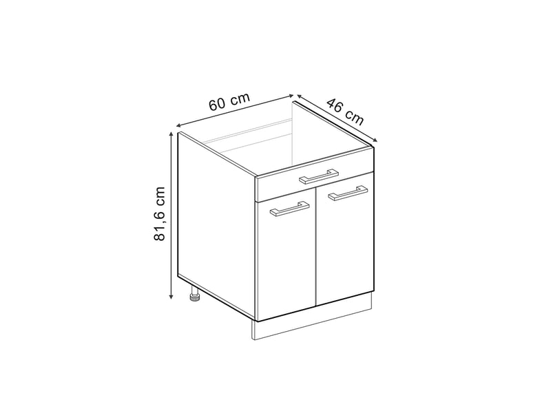  Vicco meuble bas sous-évier, sonomablanc, 60cm plan de travail anthracite  - Conforama B