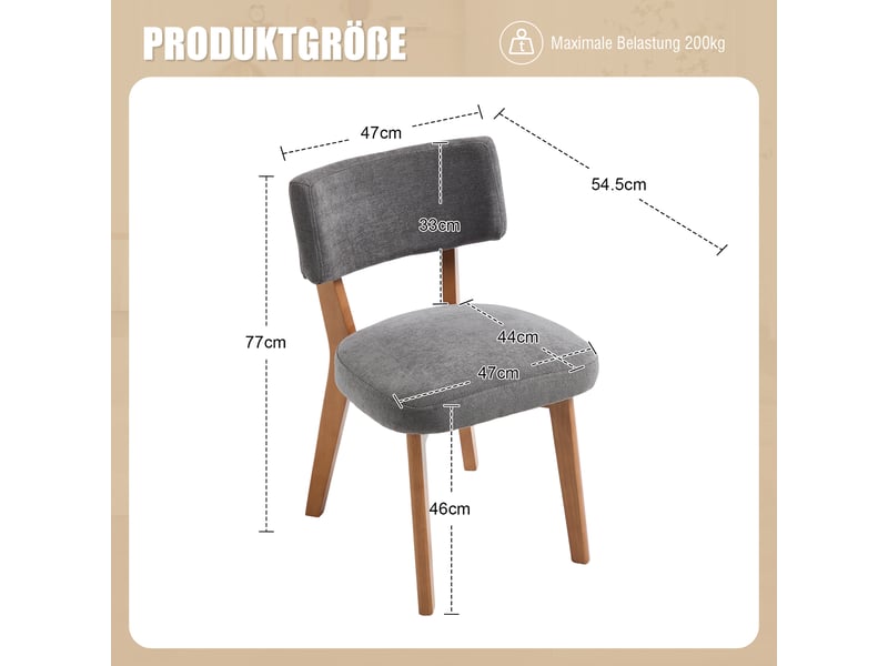  Lot de 2 chaises en tissu coloris gris chaise gris - Conforama C