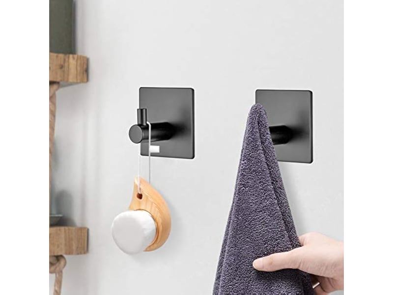4 pièces crochet adhésif 3m, mural de salle de bains, accroche torchon cuisine, tableau sans percer, autocollant acier inox, noir - réf. Szpb845443jjzj - Conforama C