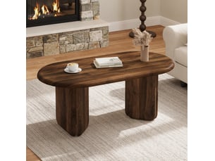 Table basse ovale 99x50x40 cm – coloris noyer – mdf – design moderne et stable pour salon facile d'entretien