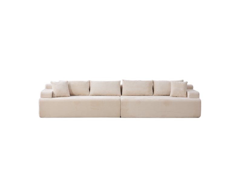 Canapé modulable ivoire en tissu chenille, canapé sectionnel confortable avec mousse 30d pour salon - Conforama A