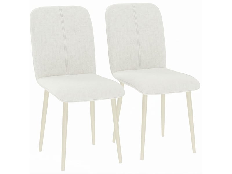  Lot de 2 chaises de salle à manger rembourrées 42x57x85 cm blanc crème  - Conforama A