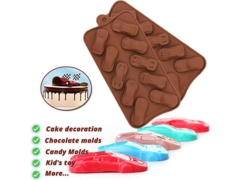  Lot de 2 moules à chocolat en silicone pour décoration de gâteaux, gelée, bonbons, fondant, résine  - Conforama D