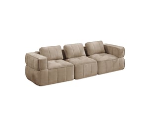 Canapé modulable 3 places en polyester beige, sans montage
