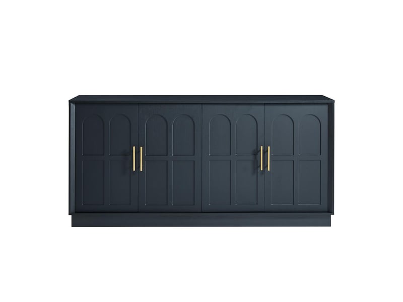  Buffet avec portes incurvées en mdf coloris noir 169 x 40 x 80 cm  - Conforama A