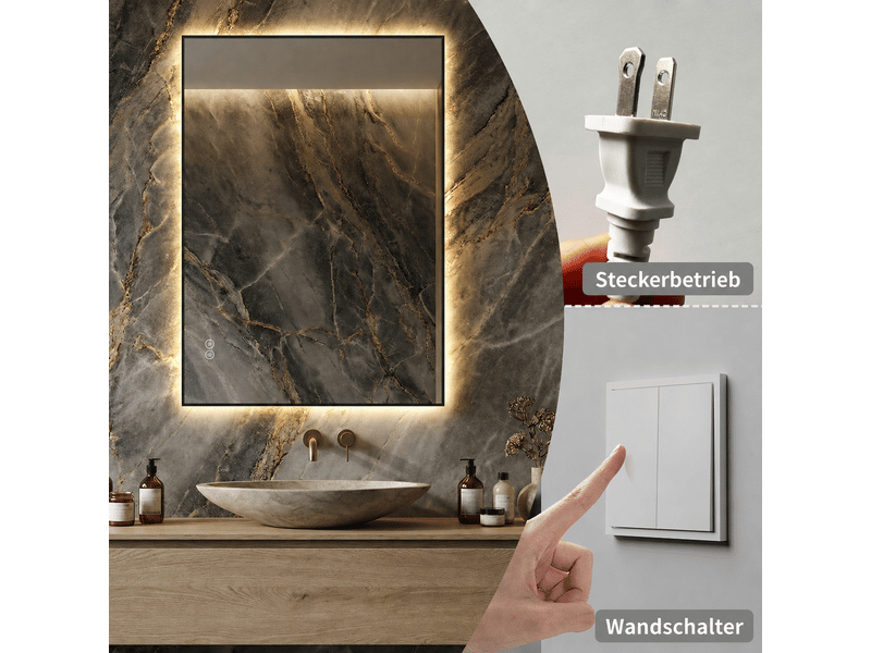  Miroir led salle de bains 60 x 80 cm avec éclairage arrière  - Conforama D
