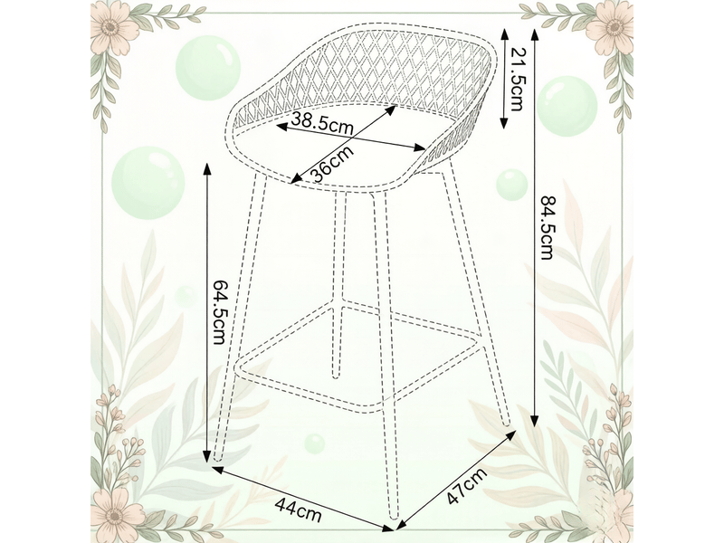  Tabourets de bar lot de 2 avec dossier et repose-pieds - lpospi - assise ergonomique, pp et métal - blanc  - Conforama D