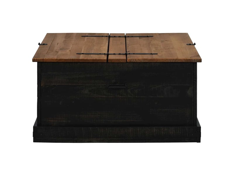  Coffre de rangement, boîte de rangement halden noir 91x91x47 cm bois massif pin  - Conforama D