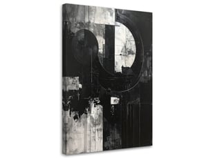 Image sur toile, abstraction en noir et blanc avec un rythme graphique fort 80x120