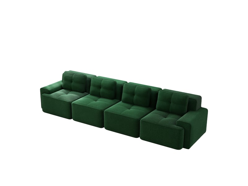 Canapé modulable 4 places sans structure,382x104x69cm,canapé à compression en velours côtelé,assise profonde et rembourrage haute densité 32d - vert - Conforama A
