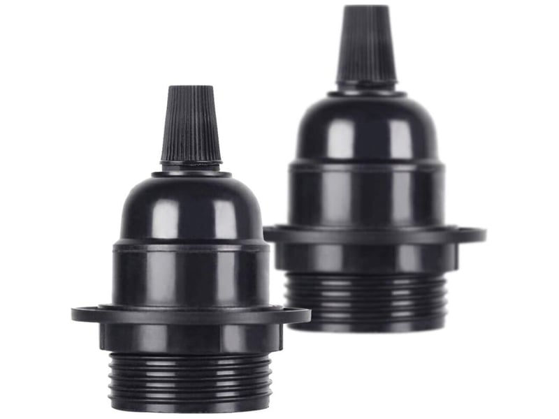  2 pcspack edison vis es e27 ampoule ampoule support de lampe pendentif douille noir bakélite  - Conforama A