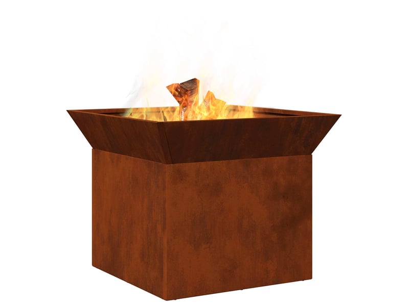  Brasero exterieur, foyer de cheminée rouillé 50x50x40 cm acier patiné  - Conforama C