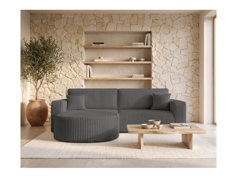  Kiara - canapé d'angle compact réversible et convertible 4 places en velours côtelé épais  - Conforama B